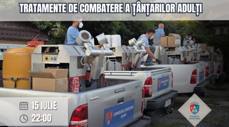O nouă acțiune de dezinsecție împotriva țânțarilor, desfășurată în comuna Domnești
